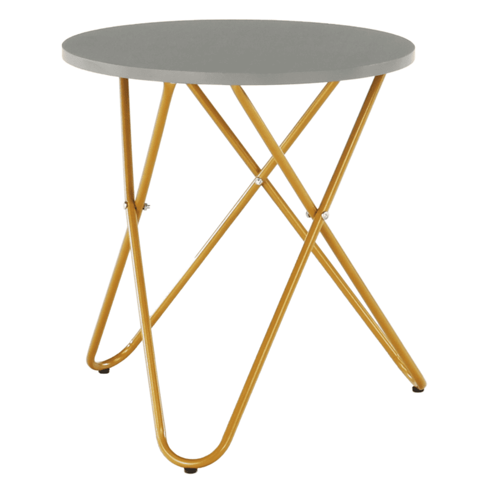 KONDELA Príručný stolík, šedá/zlatý náter, RONDEL